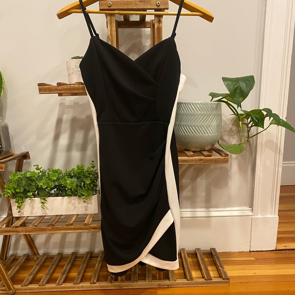 Black White Color Block Dress